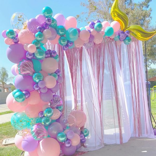 Décorations de Noël 114pcs sirène queue ballon guirlande kit arch thème mariage fête d'anniversaire bébé douche enfants ballons 231026