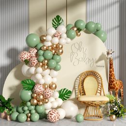 Décorations de Noël 116137pcs Jungle fête d'anniversaire girafe latex impression ballon chaîne guirlande bébé douche décor bébé rose sauge vert ballon arc 221201