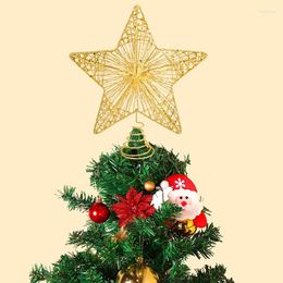 Decoraciones navideñas de 12/15/20cm, adorno de estrella para árbol, arte del hierro dorado y plateado con purpurina, adornos para el hogar de cinco puntas, decoración para la copa del árbol de Navidad