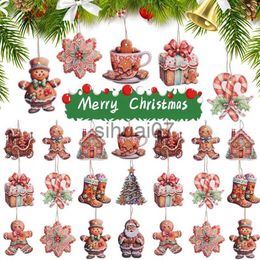 Kerstversiering 12/6PCS Kerst Gingerbread Man Boom Hangende Hanger Ornamenten Vrolijke Kerstversiering Papier Nieuwjaar Cadeau Navidad Noel x1020