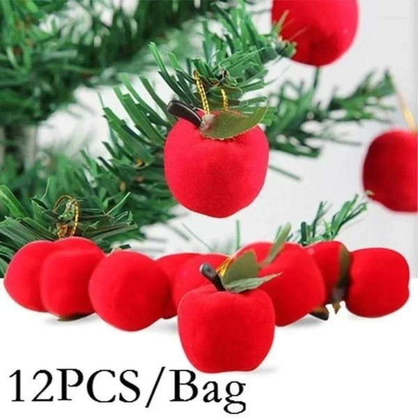 Décorations de Noël 12 pcs / paquet Décoration Festive Red Apple Tree Toppers Home Pendentif Cadeau Enfants 2024 Année Fournitures de fête