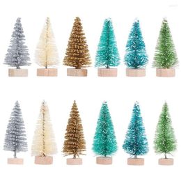 Décorations de Noël 12 pcs en bois petits pins mini arbres de Noël plantes artificielles suspendus ornement de bureau