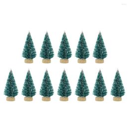 Kerstdecoraties 12-delige Mini Tree Sisal Silk Cedar-decoratie Kleine boomgold zilveren blauw groen wit voor feestjes