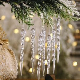 Décorations de Noël 12 racines/sac, fournitures de célébration, pendentif de glaçon Transparent créatif, ornements d'arbre en fil