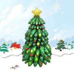 Decoraciones navideñas 120 cm Árbol de pie Globo Navidad Vacaciones 4D Inflable Globos de lámina verde Set 2024 Año Decoración de fiesta Navidad 231116