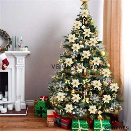 Decoraciones navideñas, 120 piezas, flores artificiales, rojo dorado, bricolaje, corona de árbol de Navidad para fiesta, decoración del hogar, Año Nuevo 2023vaiduryd