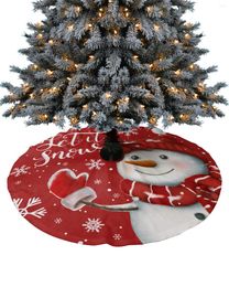Decoraciones navideñas, falda corta para árbol de peluche de 122cm, muñeco de nieve rojo, copo de nieve, alfombra para árboles, adornos, fiesta en casa