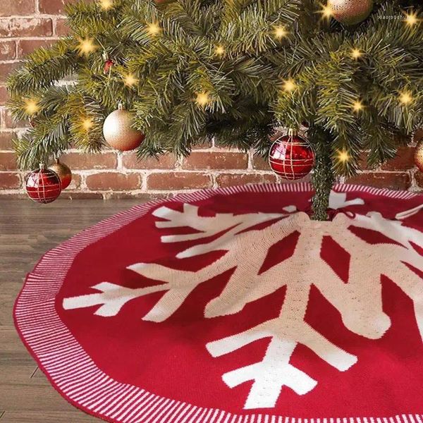 Décorations de Noël 122cm Jupe d'arbre de flocon de neige Ornements Tapis de sol Couverture Fête de Noël Maison Vacances