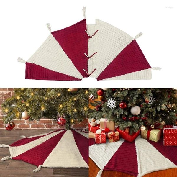 Decoraciones navideñas de 122 cm Falda de árboles Mat de tejido de tejido Faldas de Xmastree Interior Coun Foot Vacation Año de fiesta Decoración de fiestas