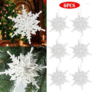 Décorations de Noël 12cm Big Ice White 3D Flocon de neige en plastique Glitter Xmas Pendentif suspendu pour la fête à la maison Décoration d'arbre de mariage