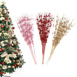 Decoraciones de Navidad 12 PC Decoración de árboles de Navidad Glitter Artificial Berry Ornamentos de brillo Branch en casa Fiesta de bodas Suministros 221123