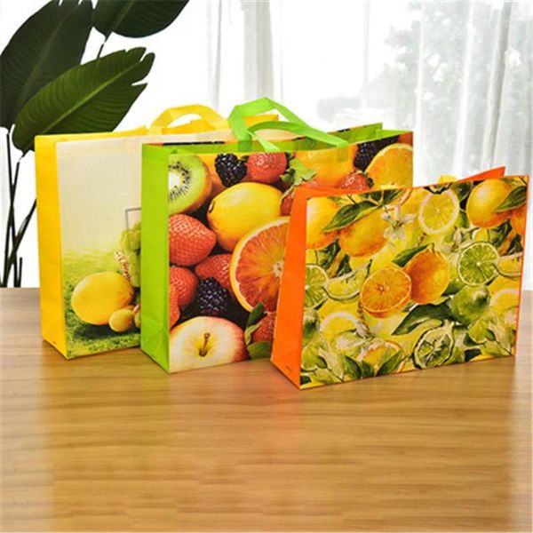 Décorations de Noël 12PC Sacs fourre-tout cadeaux multi-usages Thème de fruits Traitement non tissé avec poignée Sac de rangement Sac à provisions DIY 2023