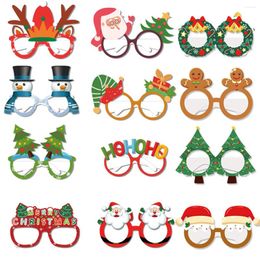 Décorations de Noël 12pcs 2024 Lunettes de décoration Dessin animé Santa Elk Adulte Enfants Noël Pographie Props Joyeux Noël Décor pour la maison