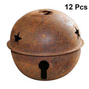 Décorations de Noël 12pcs 40mm Rusty Metal Star Cutout Jingle Bells pour l'artisanat de vacances Natal Navidad Noel 2023 Année 221130