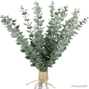 Décorations de Noël 12pcs feuilles d'eucalyptus artificielles fausses branches de feuilles vertes pour la fête de mariage décoration de table de jardin en plein air plantes de décoration de maison R231107