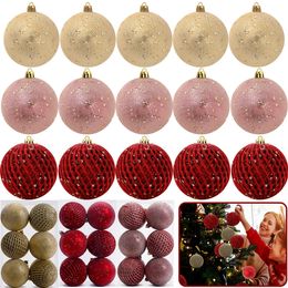 Décorations de Noël 12 pièces boules de noël ornements 8 cm arbre de noël suspendus boule décoration pour 2024 Navidad année fête de mariage bricolage décoration fournitures 231101