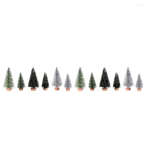 Décorations de Noël 12pcs Mini Pine Tree Ornements Fenêtre Décoration Fournitures de fête