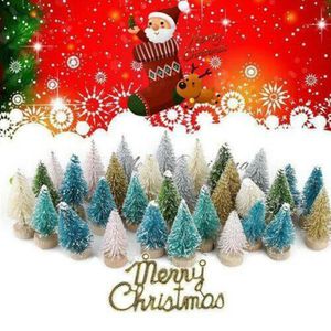 Décorations de Noël 12pcs Mini arbre cèdre pin sur soie sisal pour la maison Navidad 2024 année ornements père Noël Noël enfants cadeau 231113