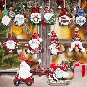 Kerstdecoraties 12 stks Navidad Jaar Gift Tree Gnomes Houten Hangers Ornamenten Kerstmis voor Home Noel 2023 220914