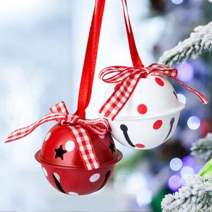 Décorations de Noël 12pcs / set 4CM Cloche Rouge Blanc Métal Grand Jingle Bells Arbre Suspendu Pendentif Ornement pour La Décoration Intérieure 221130