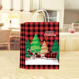 Kerstdecoraties 12 stks/set kerstcadeauzakje grote capaciteit Kraft papier boodschappen kerstavond snoep cadeau papieren zak koekje kerstpakket tas 231214