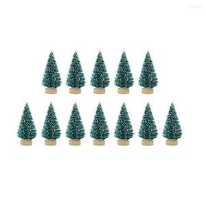 Decoraciones navideñas 12 Uds. Pequeño árbol DIY Pino falso Mini cepillo de botella de Sisal Santa nieve escarcha decoración de la casa del pueblo