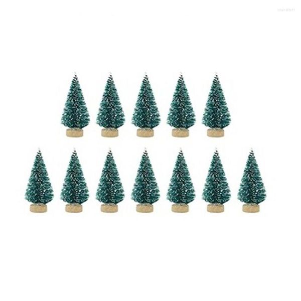 Décorations de Noël 12pcs petit bricolage arbre faux pin mini sisal bouteille de bouteille santa-neige givre village