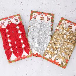 Décorations de Noël 12pcslot Craft Bows DIY Arbre pour l'artisanat Or Argent Rouge Bowknot Décoration de la maison 231114