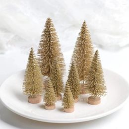 Décorations de Noël 12pcsarbre miniature petit arbre artificiel sisal neige paysage architecture arbres pour artisanat cadeaux de décoration de table