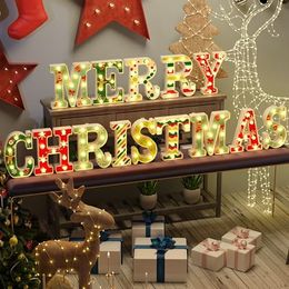 Décorations de Noël – 14 lettres LED lumières de Noël Joyeux Noël pour décorations de Noël, décoration d'intérieur, impression UV de surface S