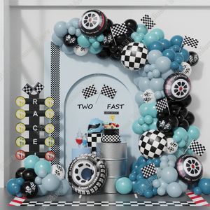 Décorations de Noël 148pcs Race Car Thème Ballon Garland Arch Kit Mer Bleu Noir Latex Ballons Garçon Deux Fête D'anniversaire Rapide Baby Shower Décor 231026