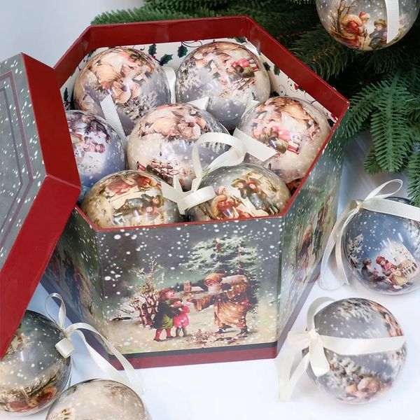 Decoraciones navideñas 14 piezas 7,5 cm bolas de árbol de Navidad adornos colgantes bola colgante decoraciones de plástico hogar vacaciones Navidad año decoración regalo 231010