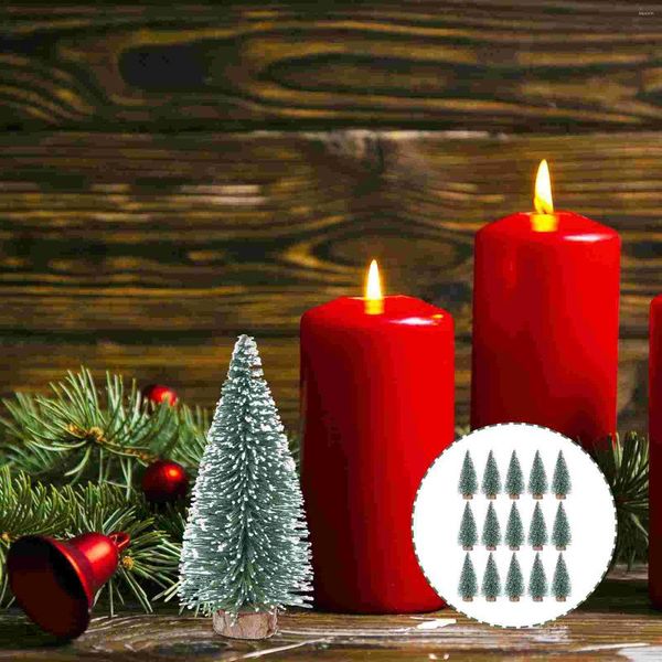 Decoraciones navideñas 15 Uds Mini árbol de Navidad escritorio árboles falsos decoración madera niño pequeño pino con Base de madera fiesta