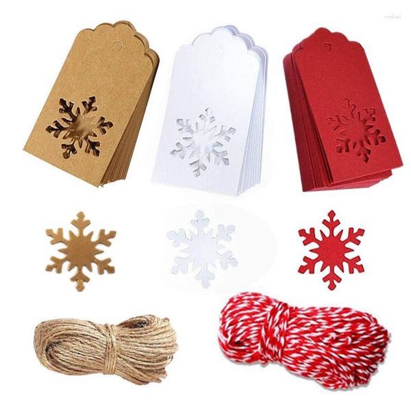 Decoraciones navideñas 150 Uds. Etiquetas de papel Kraft etiquetas colgantes árbol diseño de copo de nieve para regalo manualidades artesanales