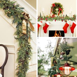 Décorations de Noël 150 cm Guirlande Rotin Vigne Artificielle Suspendue Guirlande Florale pour La Maison De Noël Cheminée Porte Décor 220914