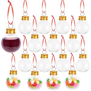 Kerstdecoraties 16PC 50ML Lamp Kerstdecoratie Bal Waterfles Met drank gevulde kerstboomversieringen Sapbollen Waterfles Feestdecoratie 230911