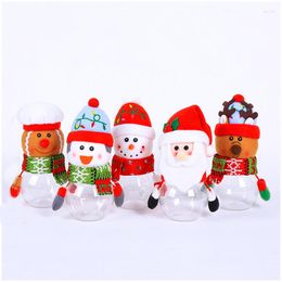 Décorations de Noël 17 8Christmas Candy Jar Bouteille de stockage Bonhomme de neige Santa Sac Sweet Can Boîtes Enfants Cadeaux Année 2023 Navidad