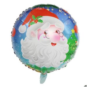 Decoraciones navideñas 18 pulgadas Venta al por mayor Globo de papel de aluminio Redondo Helio Navidad Papá Noel Muñeco de nieve Estampado de globos Decoración de fiesta V Dhej3