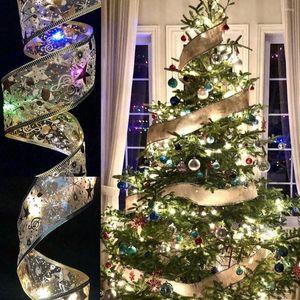 Kerstdecoraties 1m lang LED -licht Fairy Lights Strings Ribbon Xmas Tree Ornamenten Wandraam Bruiloft Jaar Huisdecoratie