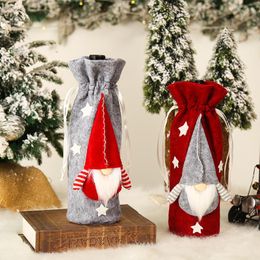 Kerstdecoraties 1 stc/2 stks geen gezicht Wit witte baard Santa Doll Wine fles tas TABEL JAAR Feest Champagne Bundel Pocket Decor