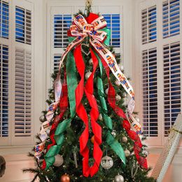 Kerstversiering 1Pc Grote Boog Opknoping Kerstboom Top Strik Ornamenten 2024 Jaar Noel Navidad Party Home Decor levert