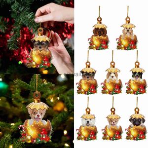 Decoraciones navideñas 1 pieza Adornos colgantes acrílicos navideños Huevos dorados navideños para perros Colgantes para árboles de Navidad Decoración navideña Año nuevo 2024 x1020