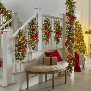 Décorations de Noël 1 PC Couronne de Noël Escalier sans décor lumineux pour ornements de Noël Couronne de fenêtre de porte Décoration murale d'escalier suspendue 231122