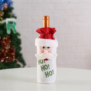 Kerstdecoraties 1 st Cute Santa Claus Red Wine Bottle Cover Kleding Tassen Geschenkhouders Dinertafel Decor Jaren Leveringen