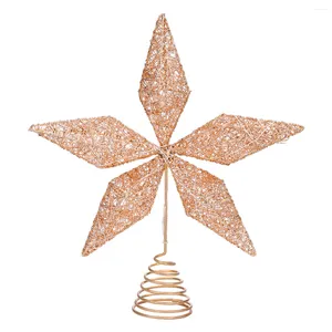 Kerstdecoraties 1 st Glitter Wire Treetop Star Xmas Tree Ornament Topper voor kantoorhuis winkelcentrum