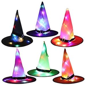 Décorations de Noël 1pc Halloween LED Glowing Witch Hat Halloween Party Costume Cosplay Props Intérieur Extérieur Festival Décoration Fournitures Dropship 231005