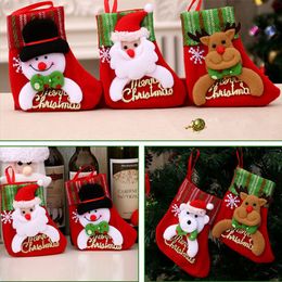 Kerstdecoraties 1 pc Home Decor Kousen Snowman Santa Elk Bear Printing Kerstmis cadeaubon Boeverklaring 220912