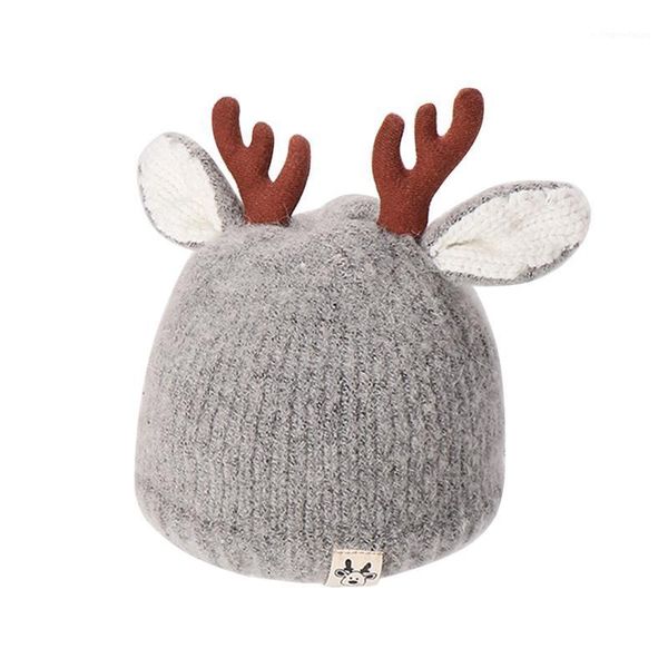 Décorations de noël 1pc bonnet en tricot wapiti tricoté mignon confortable chaud épaissi hiver laine bonnet pour garçons bébé filles1