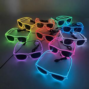 Kerstversiering 1PC Oplichtende LED-bril Glow Zonnebril EL-draad Neon in het donker Feestartikelen Gunsten voor kinderen Volwassenen 231205