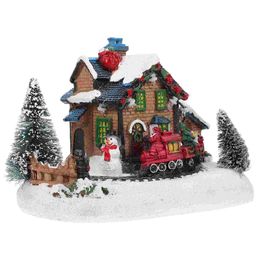 Decoraciones navideñas 1 pieza Mini casa luminosa decoración de paisaje micro resina